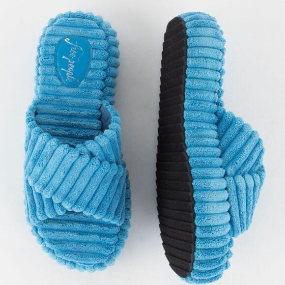 Free People Ibiza Terry Slide Sandal- Blue - Picture 2 of 10